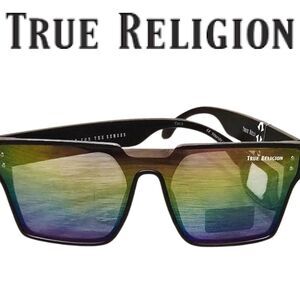 True Religion Flat Top Unisex Sunglasses- Fade Green To Pink